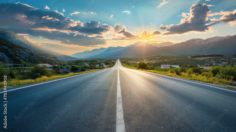 photorealistic highway on town background Generated with Ai tools photorealistic highway on town background Generated with Ai tools