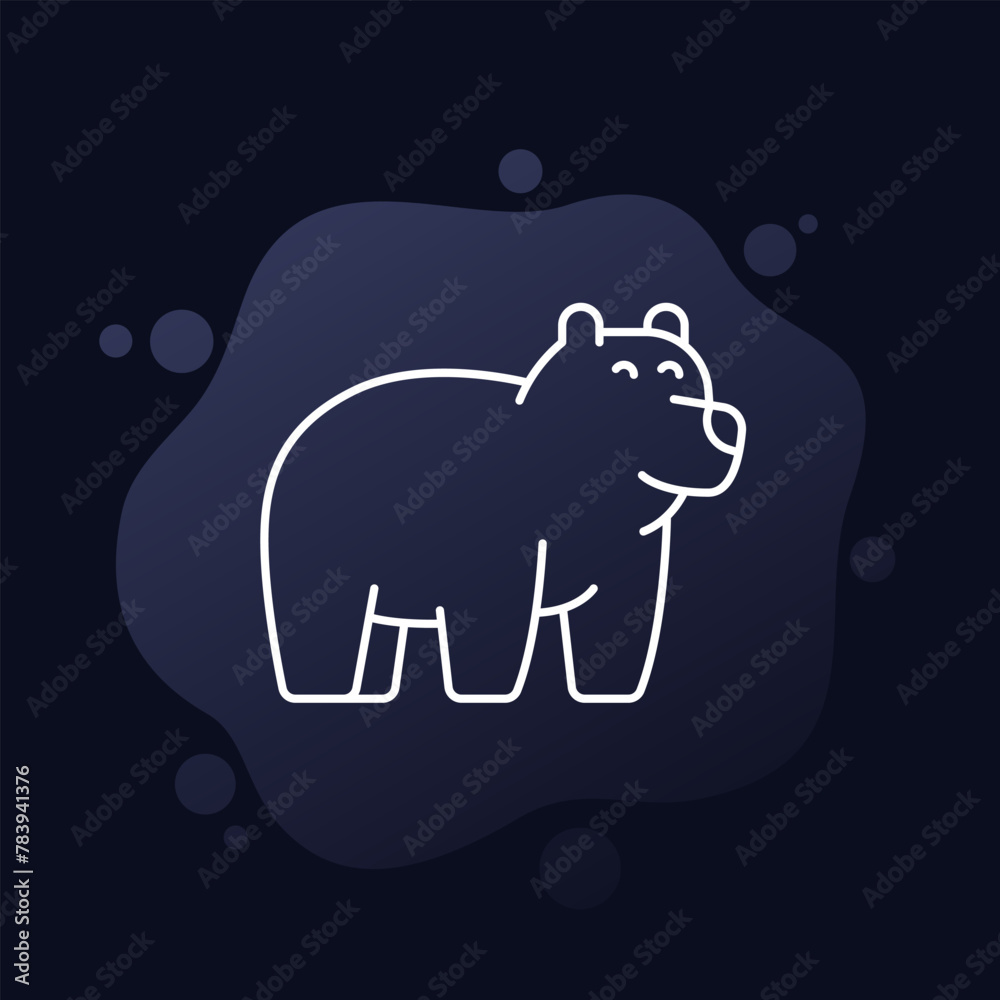 Fototapeta premium Bear icon in line style, vector