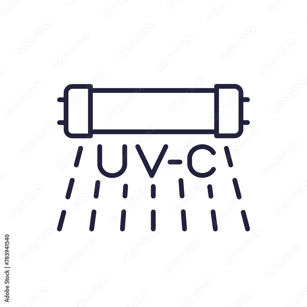 UV-C lamp line icon, germicidal Ultraviolet-C light UV-C lamp line icon, germicidal Ultraviolet-C light