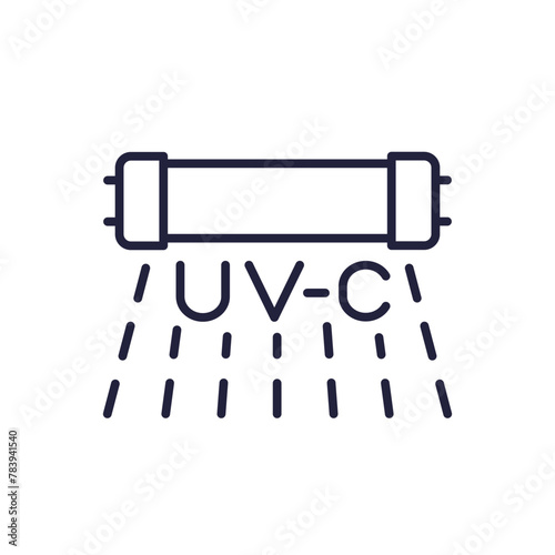 UV-C lamp line icon, germicidal Ultraviolet-C light