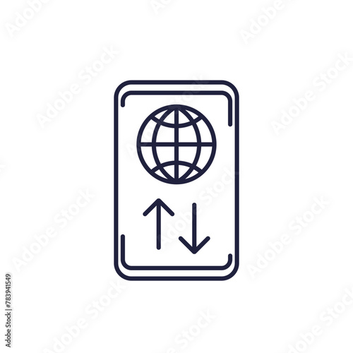 Data roaming line icon with a smart phone
