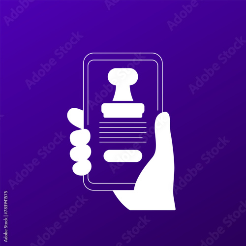 electronic stamp icon with a phone in hand © nexusby
