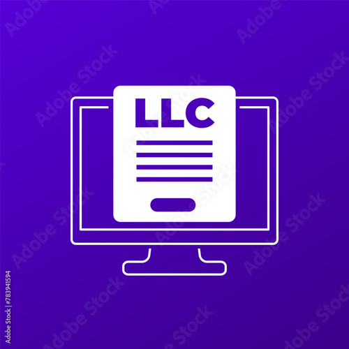 LLC online registration icon, Limited Liability Company vector