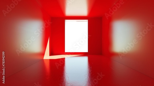 As the room s background  the floor and walls are red.