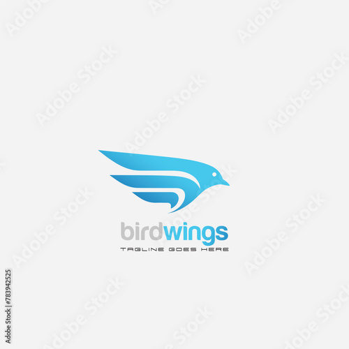 Bird logo, eagle and wing, airplane icon, logo template design,