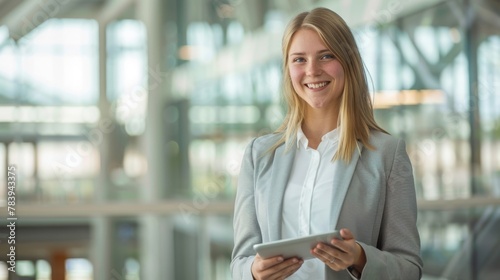 Smiling Professional with Tablet photo