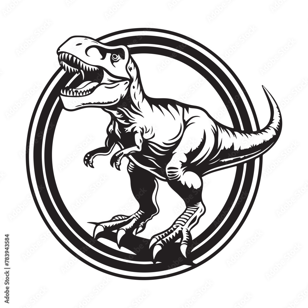 T Rex  Black and White Logo Vector Art Graphic