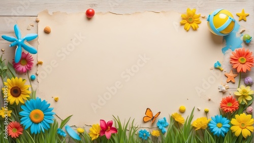 frame with flowers with background and copy space 