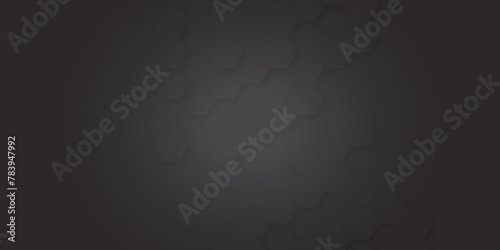 Abstract hexagon pattern on dark background with futuristic concept. Honeycomb Grid tile seamless or Hexagonal cell texture. 3d render of abstract octagon surface. smooth curve geometry. 