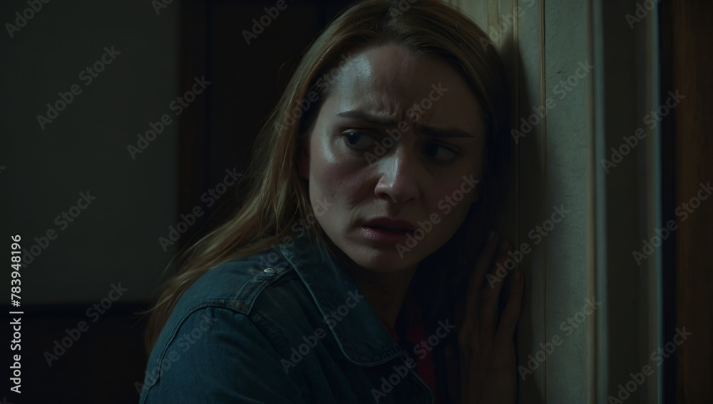 scared woman crying, family violence