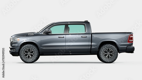 3D rendering of a brand-less generic pickup truck in studio environment 