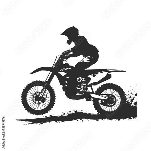 off-road Motocross Dirtbike black silhouette vector.
