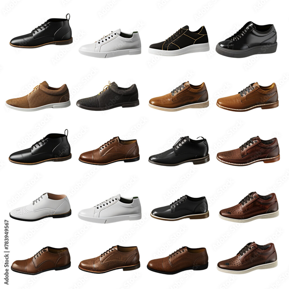Men's shoes, transparent background, the beauty of the material and the elegance of wearing Men's shoes, transparent background, the beauty of the material and the elegance of wearing