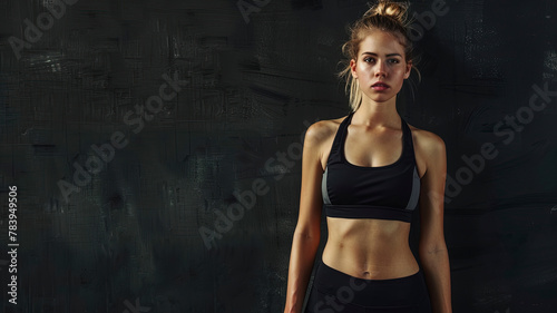 female bodybuilder posing on cool background, young muscular woman posing, cool bodybuilder is posing, young muscular athlete woman