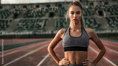 female bodybuilder posing on cool background, young muscular woman posing, cool bodybuilder is posing, young muscular athlete woman