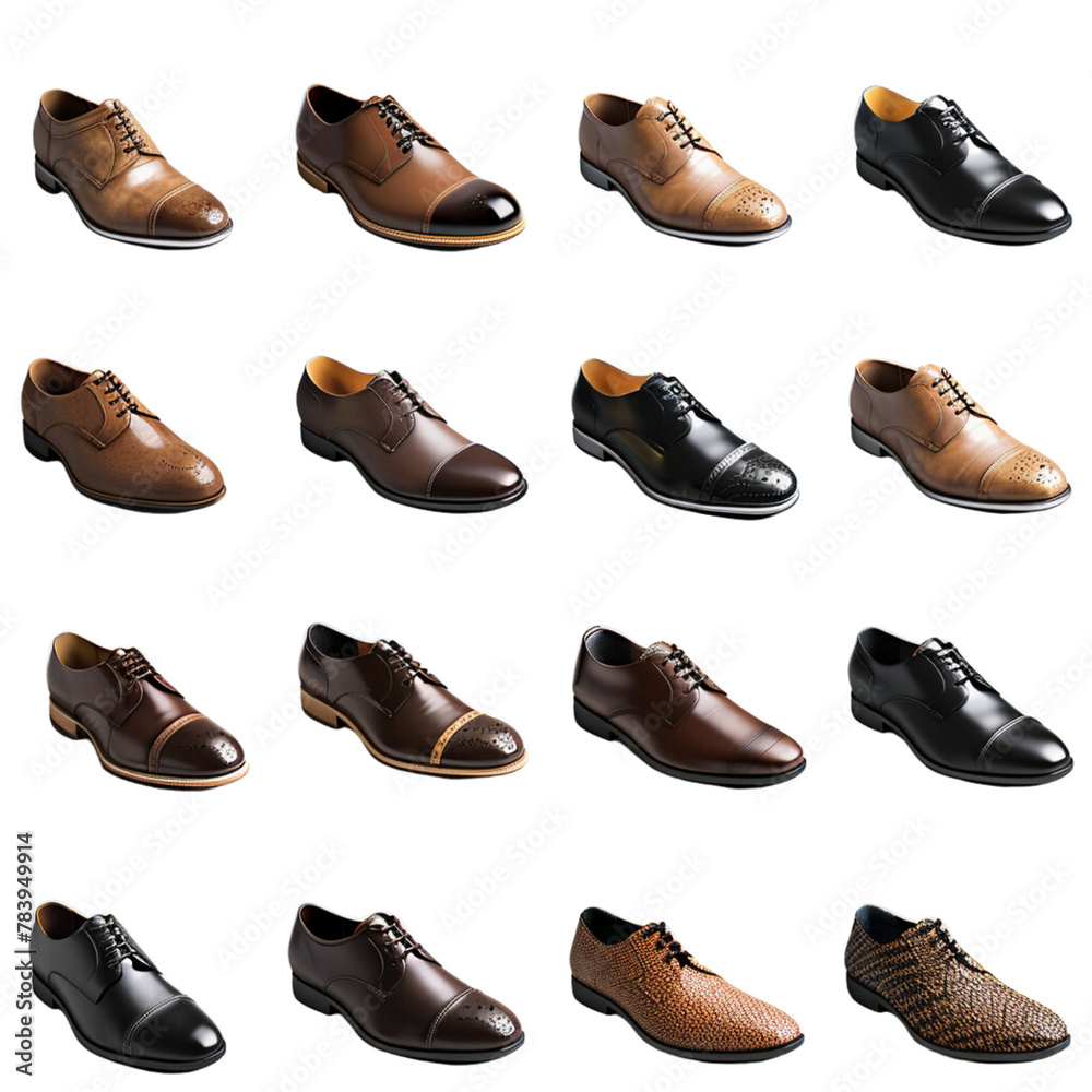 Men's shoes, transparent background, the beauty of the material and the elegance of wearing Men's shoes, transparent background, the beauty of the material and the elegance of wearing