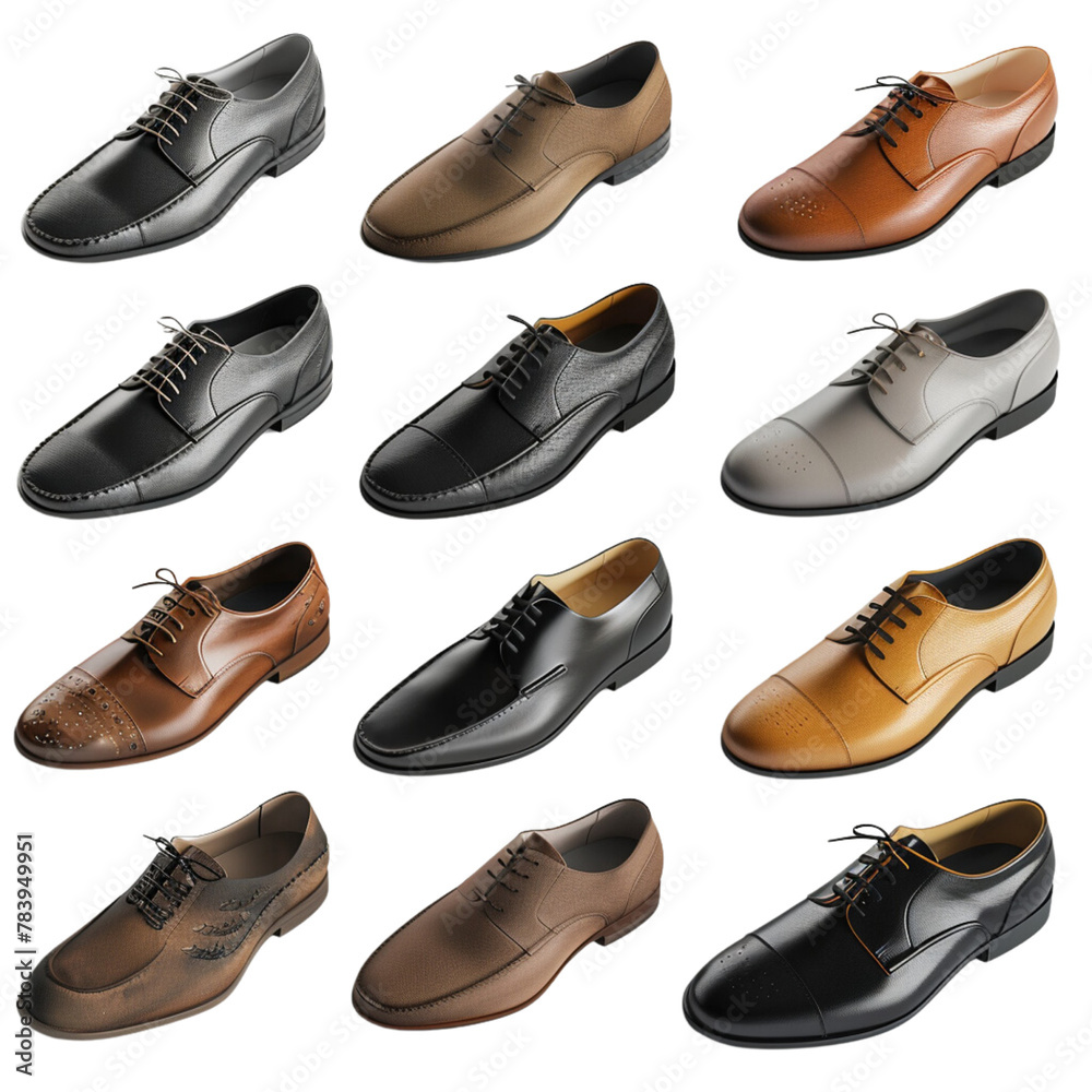 Men's shoes, transparent background, the beauty of the material and the elegance of wearing