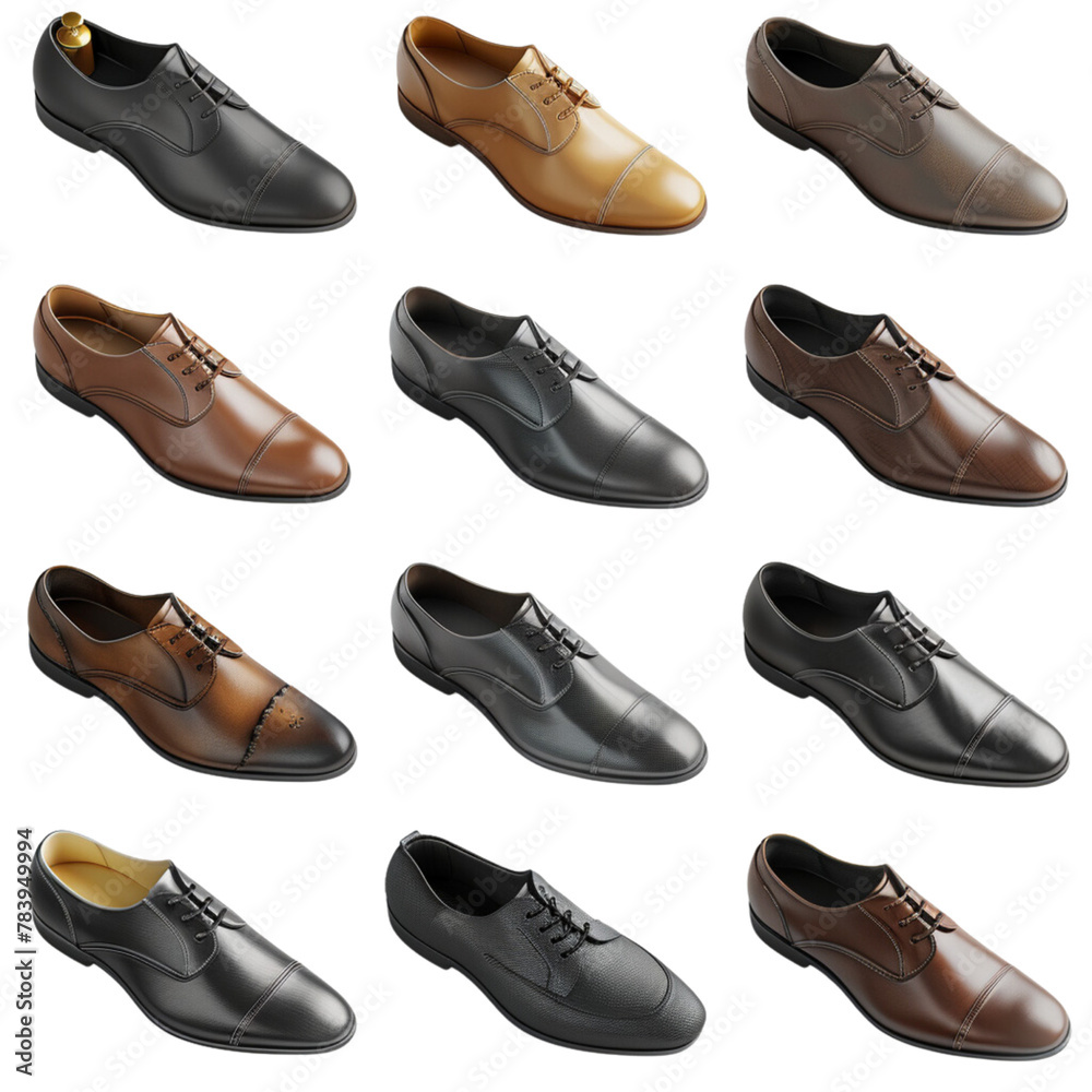 Men's shoes, transparent background, the beauty of the material and the elegance of wearing Men's shoes, transparent background, the beauty of the material and the elegance of wearing