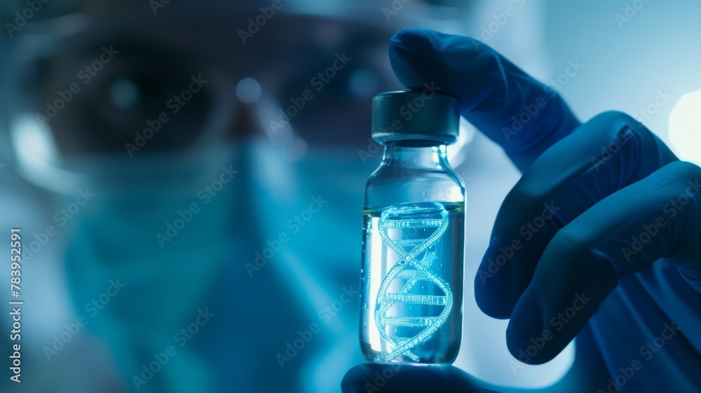 Researcher Examining DNA Strand Vial