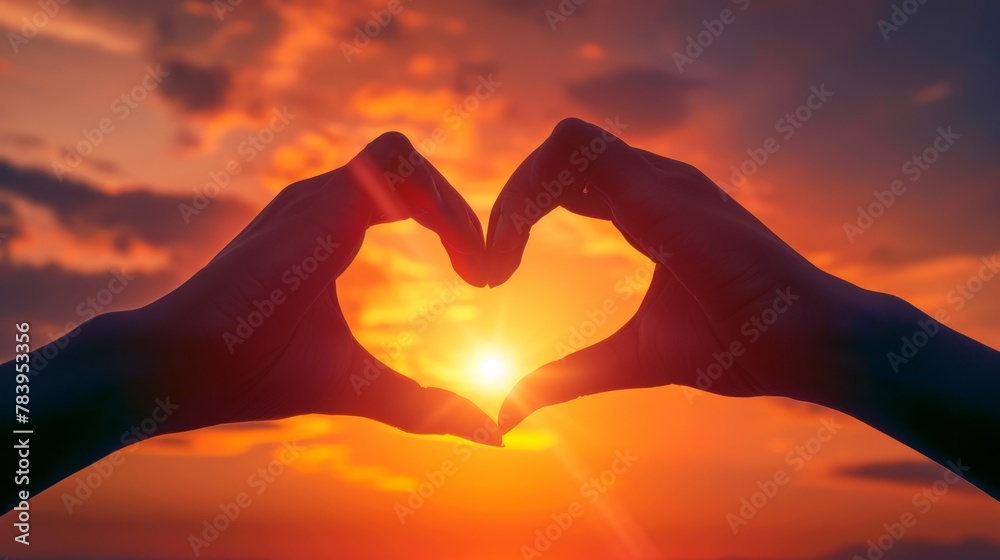 Fototapeta premium A Heart Silhouette at Sunset