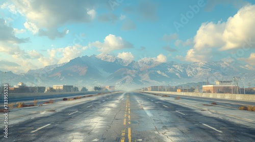 photorealistic highway on town background Generated with Ai tools