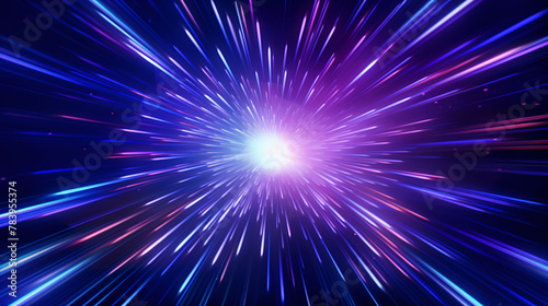 Blue and pink abstract data flow tunnel radial lines Explosion star background