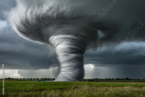 Destructive tornado vortex wreaks havoc with merciless force photo