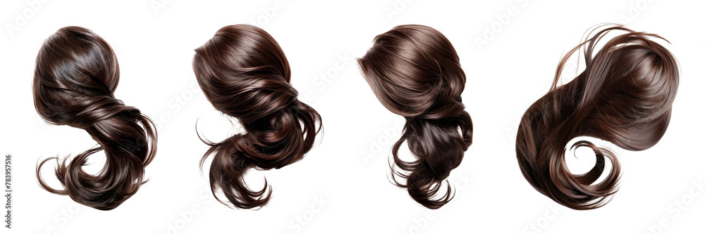 Set of hair isolated on a transparent background. PNG.