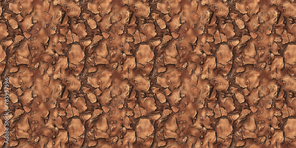 Seamless cracked mud pattern, tileable dry dirt texture illustration, great for video game design