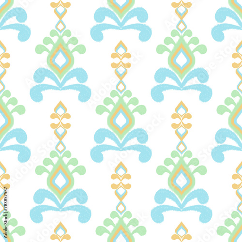 Colorful ikar fabric pattern for background design. Patterns for clothing, tablecloths, bed sheets, pillowcases, and backgrounds for various designs.