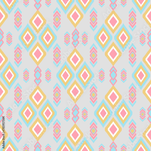 Colorful ikar fabric pattern for background design. Patterns for clothing, tablecloths, bed sheets, pillowcases, and backgrounds for various designs.