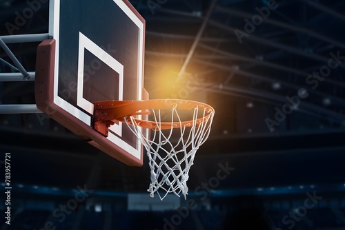 Glowing basketball hoop symbolizes success and energetic competition