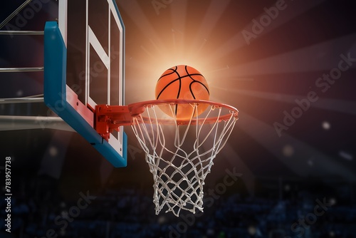 Glowing basketball hoop symbolizes success and energetic competition © Muhammad Ishaq