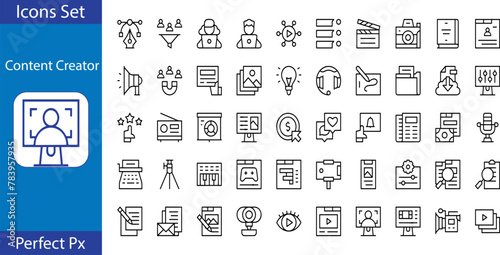 set of thin line content creator icons vector.eps