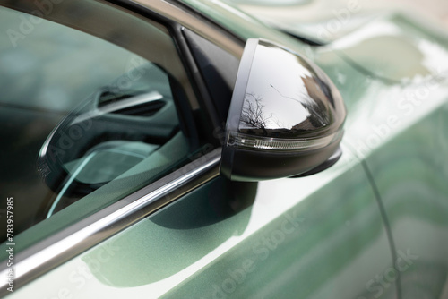 Folding car mirror - close-up