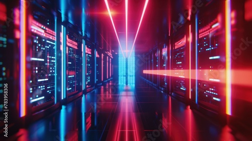 Data center full of computers ,High Internet Visualization.