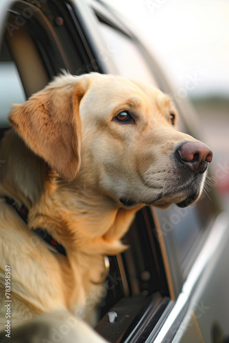 Cute dogs in the trunk. Traveling With a pet travel © Anna