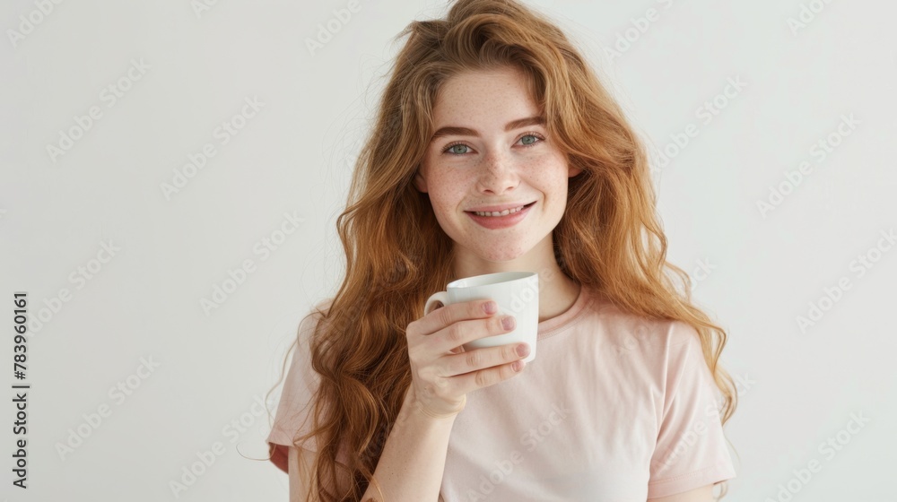 Smiling Woman Holding a Mug Smiling Woman Holding a Mug