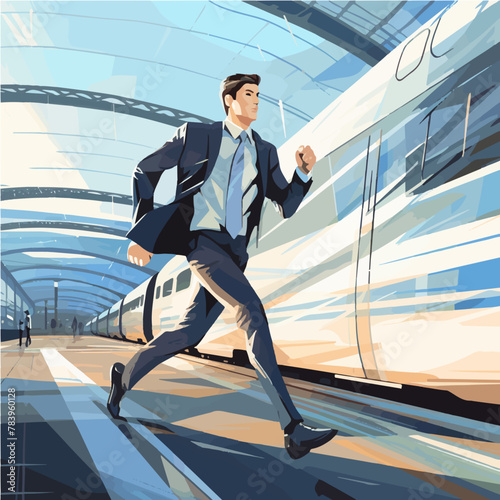 Man running to a train