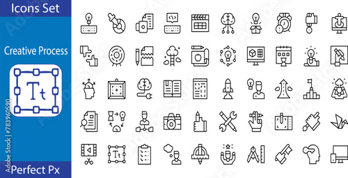 set of thin line creative process icons vector.eps