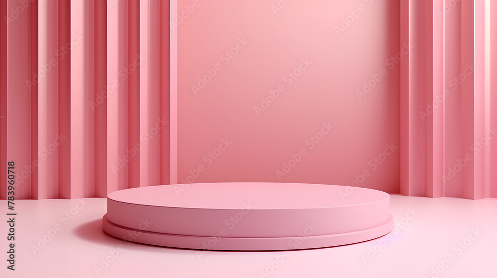 3d pastel pink podium display product background, mock up for web design with geometric forms 3d pastel pink podium display product background, mock up for web design with geometric forms