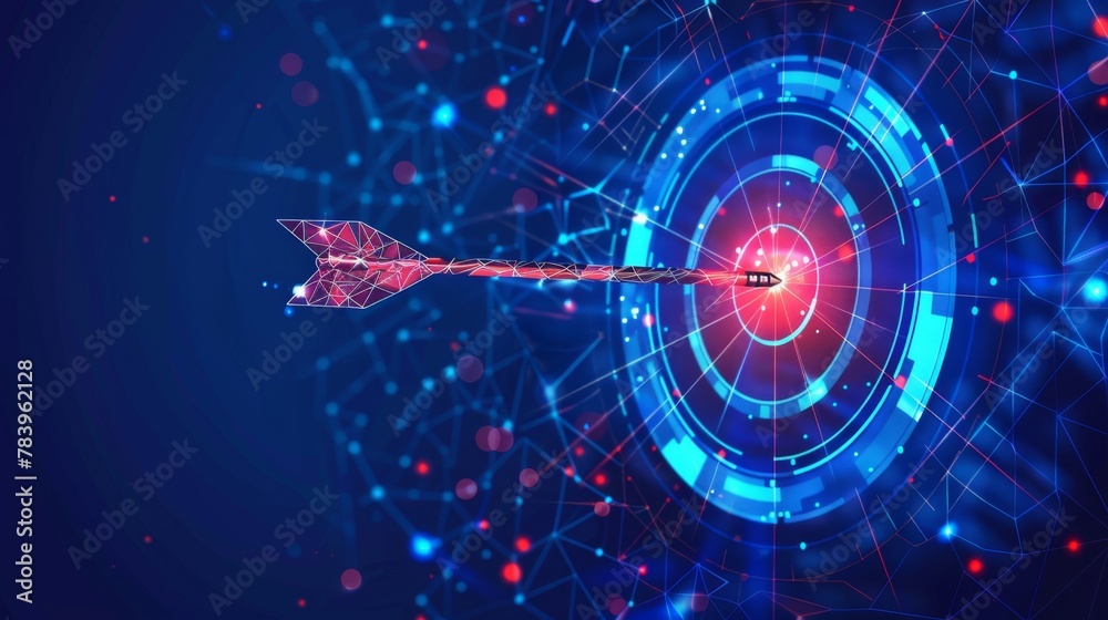Abstract digital target with an arrow in the center. Growth strategy or ...