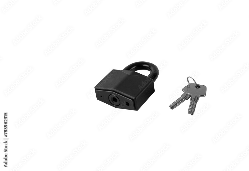 The padlock. Lock on the door. Big castle. Lock up with a key The padlock. Lock on the door. Big castle. Lock up with a key