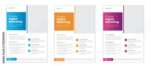 Corporate business flyer template design. marketing, business proposal, promotion, advertise, publication, cover page. new digital marketing flyer set.	