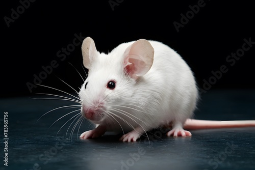 White mouse portrayed realistically against a dark background