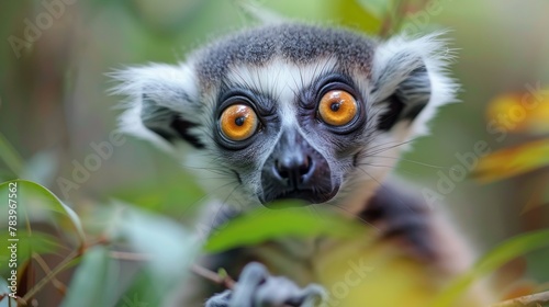 Close Up of a Monkey With Orange Eyes