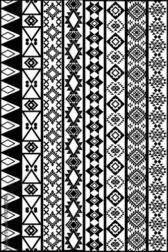 Native American fabric pattern, black and white For destroying fabric clothing Bedding patterns, curtains, Tiled floors.