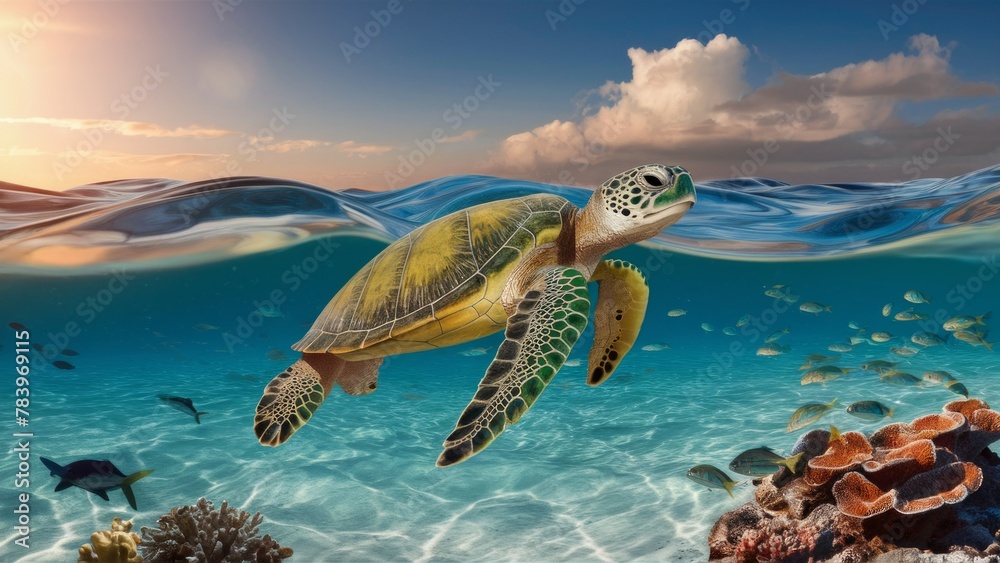 Obraz premium Chelonia mydas -Green sea turtle from the island of Cyprus 