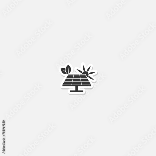 Solar panel icon sticker isolated on gray background