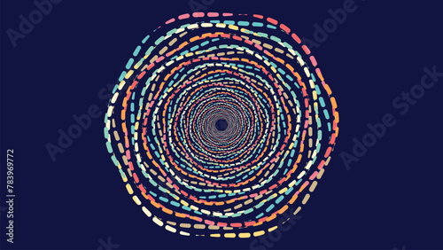 Abstract spiral spinning round vortex style data cycle urgency creative background.